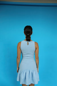 Ruched Mini Dress - Light Blue