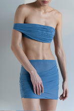 Load image into Gallery viewer, Ruched Strap Straight Bikini Top - Blue Tulle