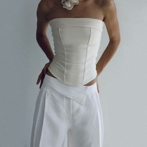 Strapless Mesh Corset Top - Off-White