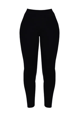 Elastic Detail Leggings Pants Bottom - Black