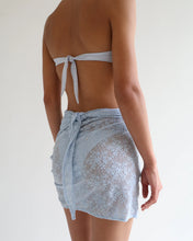 Load image into Gallery viewer, Ruched Mini Pareo Bottom - Haze Blue Lace