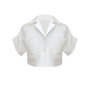Load image into Gallery viewer, Drop Detail Pocket Tailoring Shirt Top - Off-White Linen