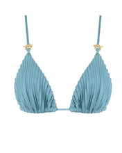Load image into Gallery viewer, Ribbed Triangle Bikini Top - Turquoise Blue