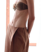 Load image into Gallery viewer, Pleated Pants Bottom - Earth Brown Linen