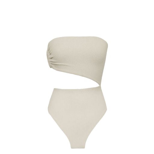 TQC Swimsuit With Ruched Slit - Creamy