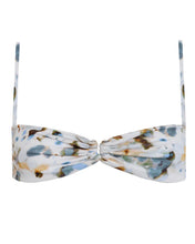 Load image into Gallery viewer, Ruched Loop Bikini Top - White Floral Crepe