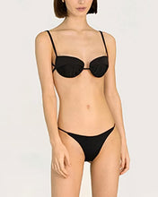 Load image into Gallery viewer, Shirred Pala Bias Bikini Top - Black