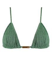 Load image into Gallery viewer, Triangle Thomas Detail Bikini Top - Leaf Green Texture