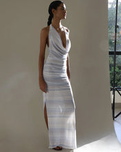 Load image into Gallery viewer, Ruched Maxi Dress - Marbled Stripes Tulle