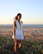 Load image into Gallery viewer, Peplum Mini Skirt Bottom with Shorts - White Lace