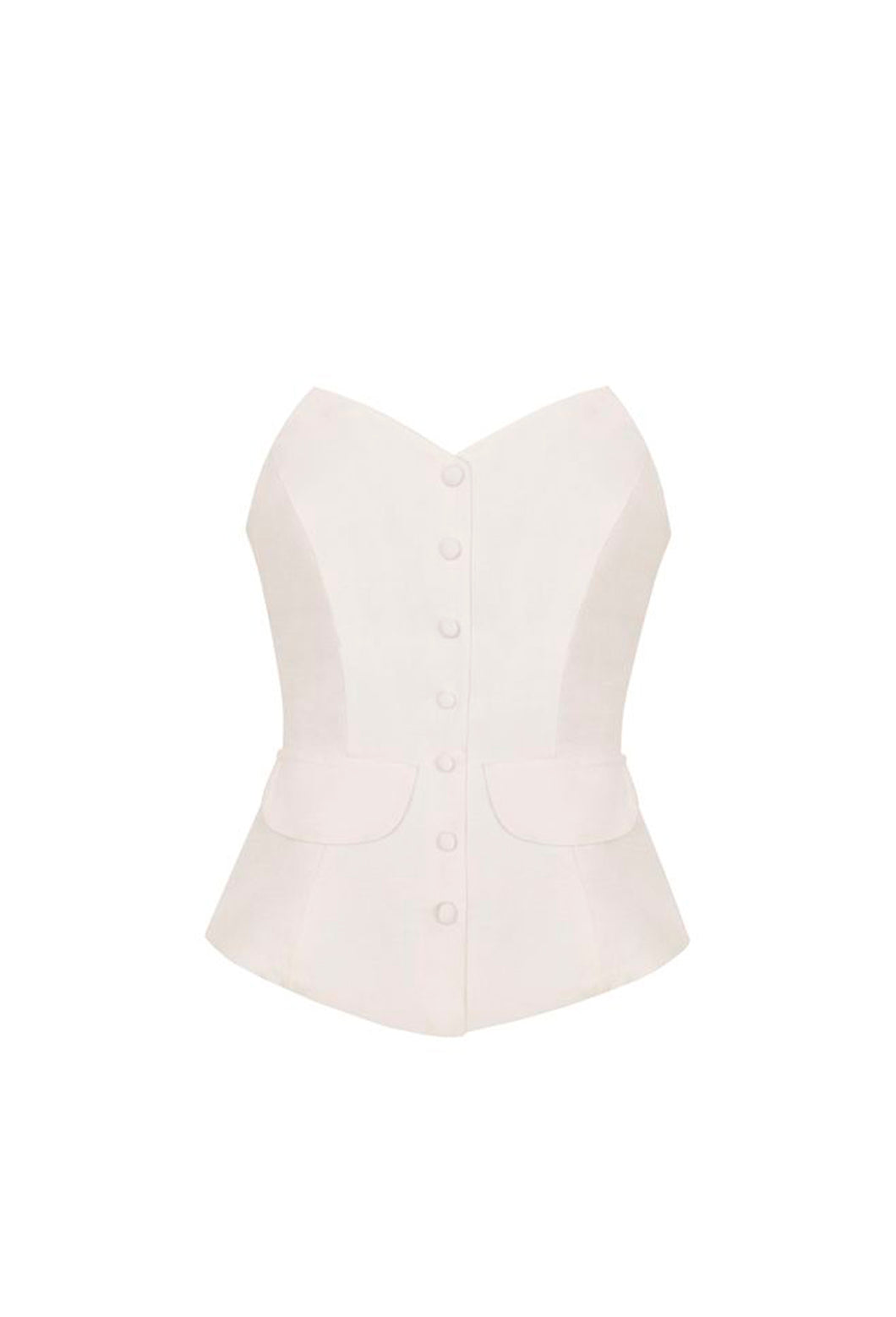 Strapless Vest Top - Off-White Linen