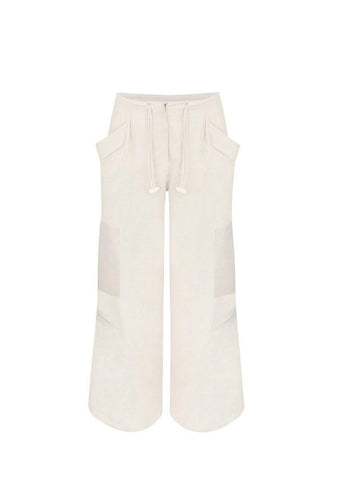 Cargo Pants Bottom - Off-White Linen