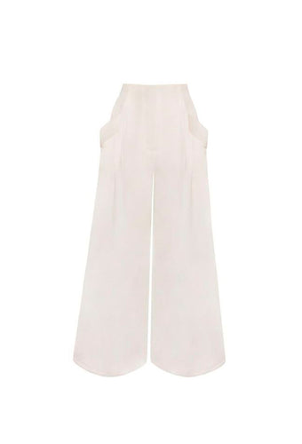 Pocket Pantaloon Bottom - Off-White Linen