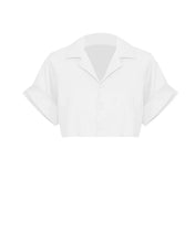Load image into Gallery viewer, Drop Sleeve Tailoring Short Shirt Top - Off-White Linen