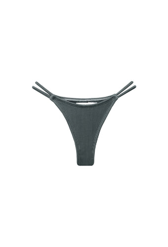 Fixed Strap Duo Bias Bikini Bottom - Graphite