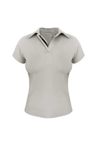 Polo Jersey Blouse Top - Natural Jersey