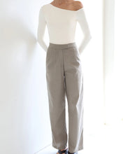 Load image into Gallery viewer, High Waist Straight Pants Bottom - Greige Linen
