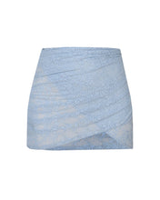 Load image into Gallery viewer, Ruched Mini Pareo Bottom - Haze Blue Lace