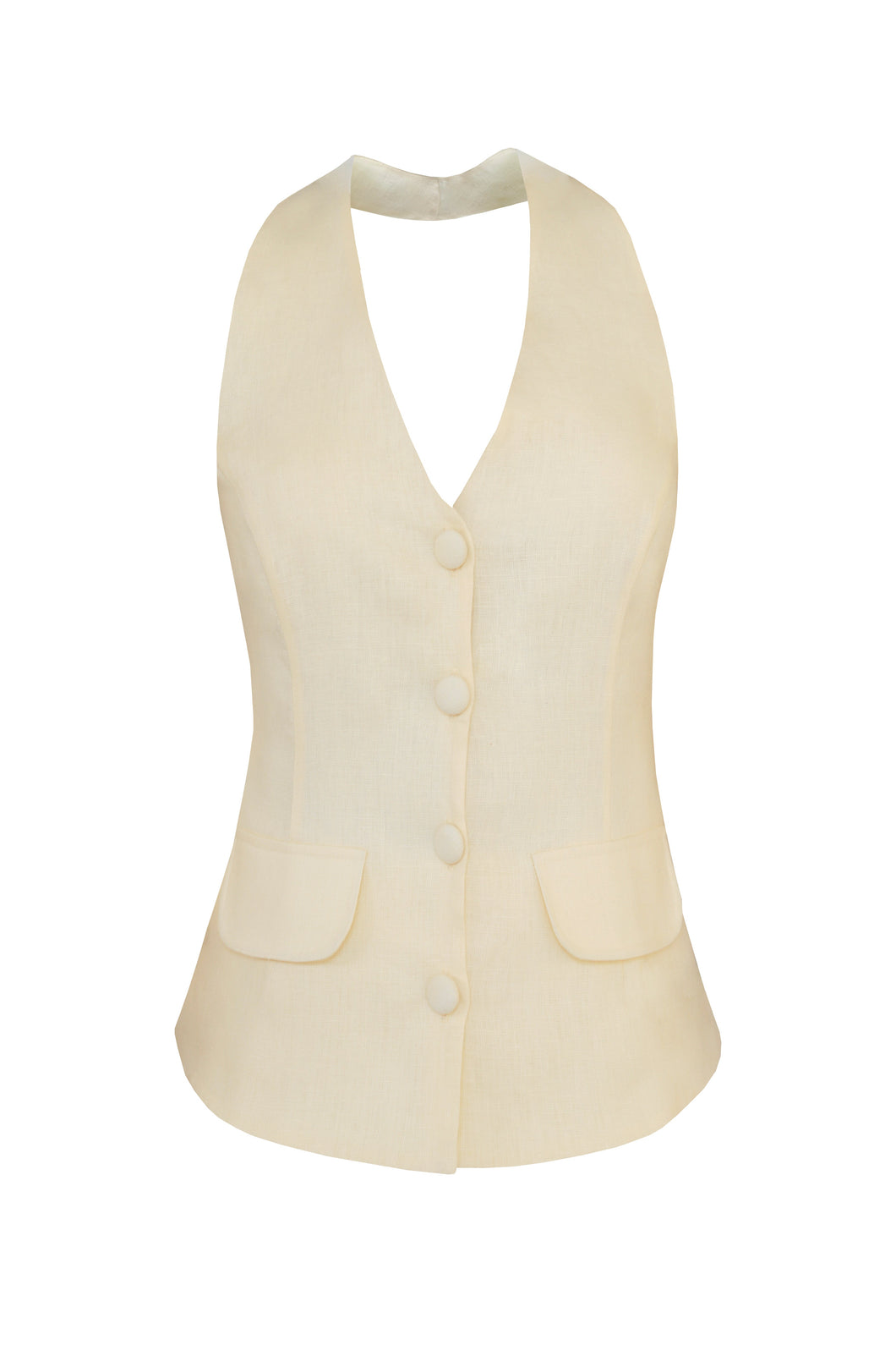 Tailoring One-front Vest Top - Creamy Linen