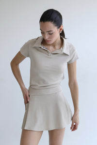 Polo Jersey Blouse Top - Natural Jersey