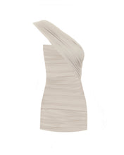 Load image into Gallery viewer, One-Sided Ruched Short Dress - Natural Tulle