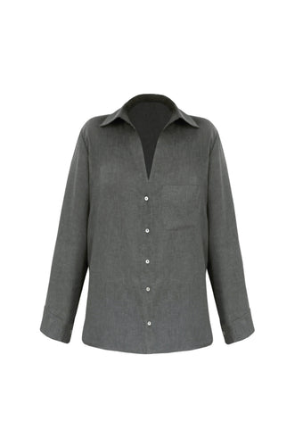 Tailoring Shirt Top - Graphite Linen
