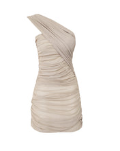 Load image into Gallery viewer, One-Sided Ruched Short Dress - Natural Tulle