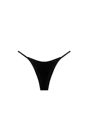 Triangle With Fixed Strap Bikini Bottom - Black Ribbed