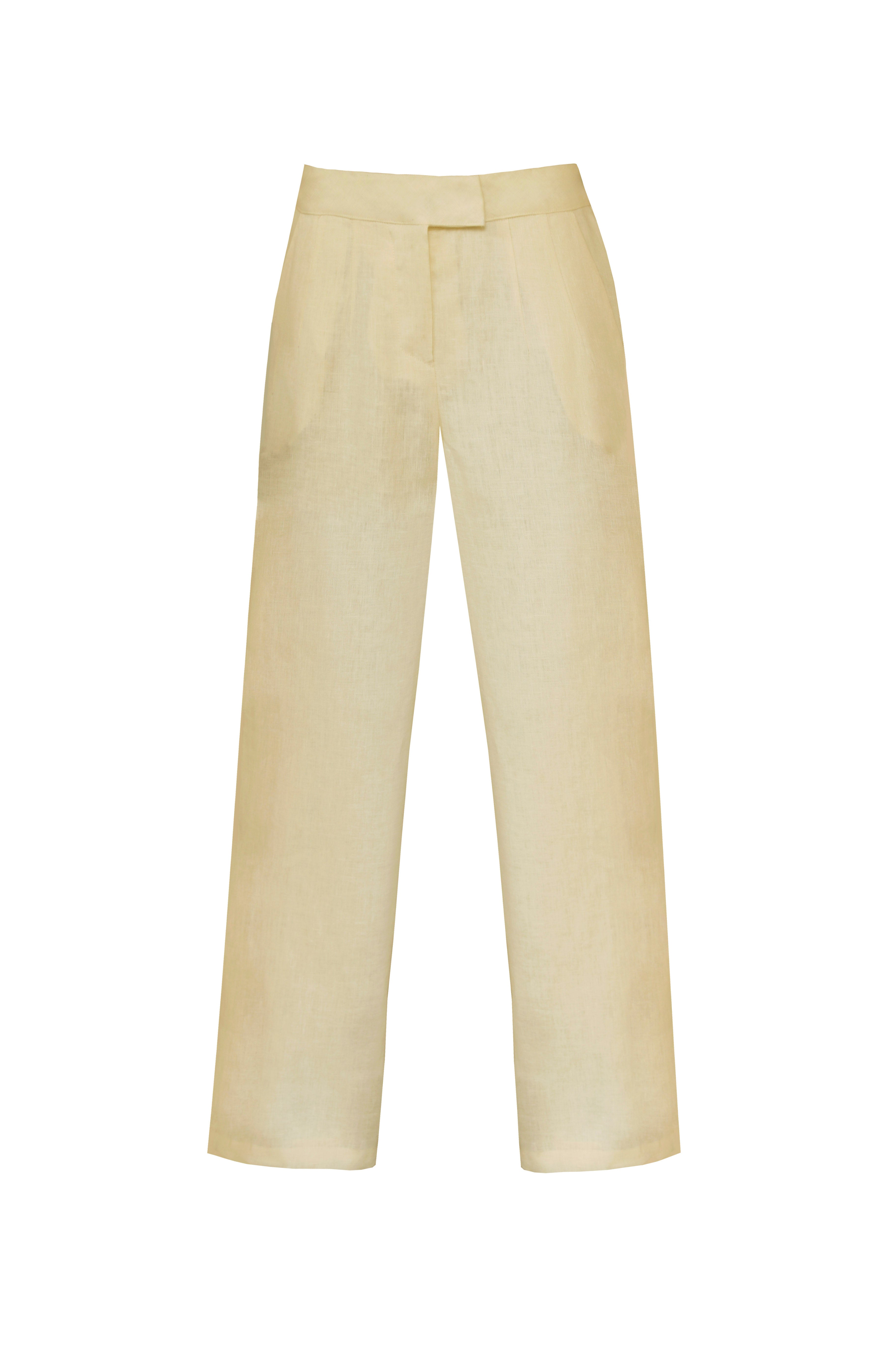 Straight Low waistband Detail Tailoring Pants Bottom - Creamy