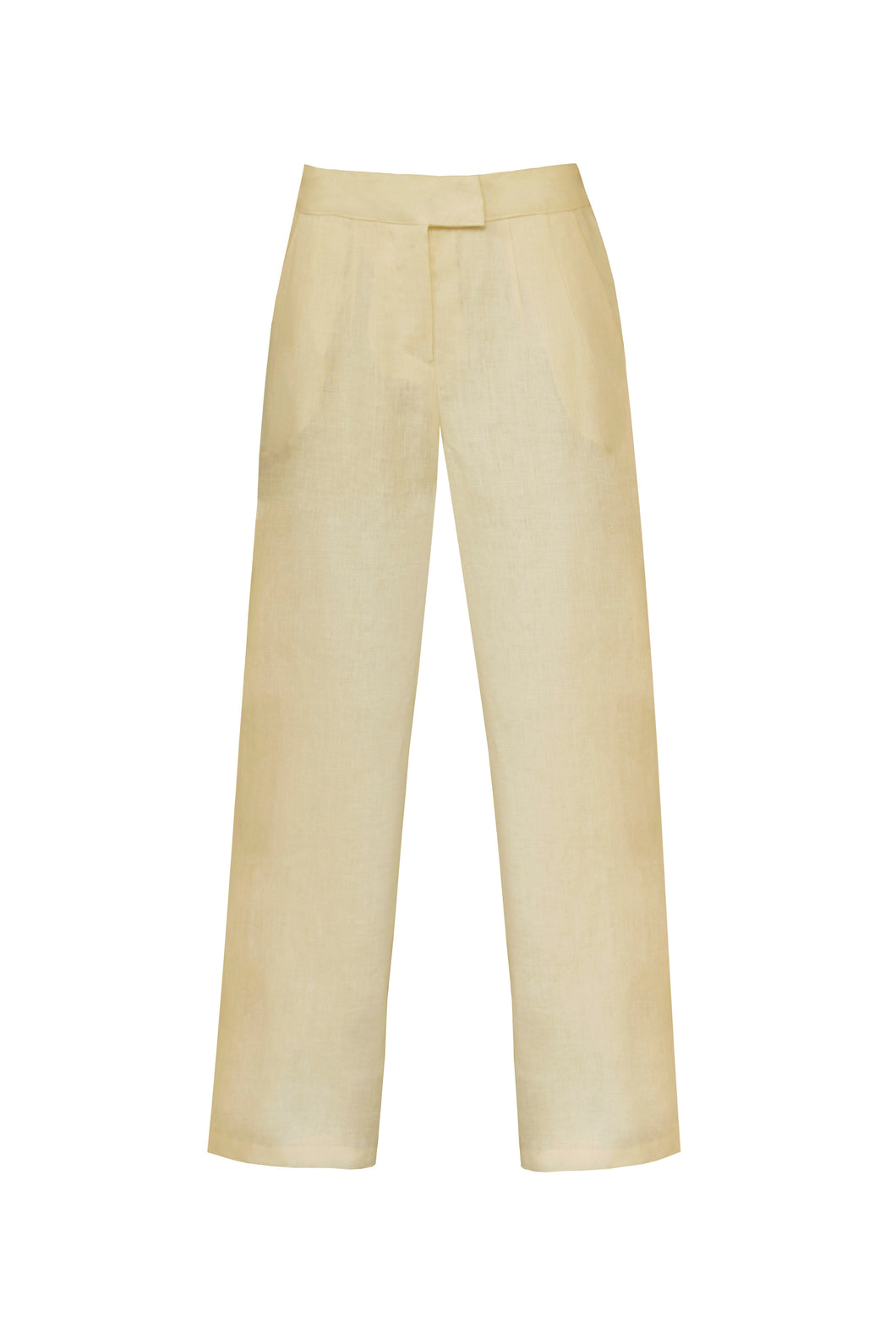 Straight Low waistband Detail Tailoring Pants Bottom - Creamy Linen