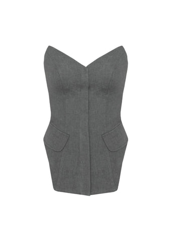 Tailored Structured Vest Top - Graphite