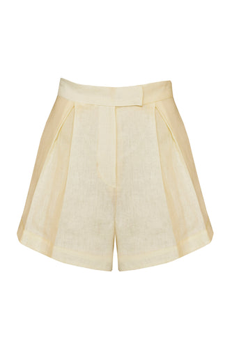 Tailoring Waistband Detail Shorts Bottom - Creamy Linen