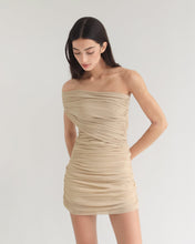 Load image into Gallery viewer, One-Sided Ruched Short Dress - Natural Tulle