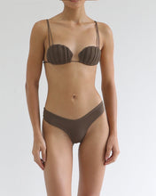 Load image into Gallery viewer, Shell Pleated Bikini Top - Brown Tulle