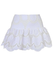 Load image into Gallery viewer, Peplum Mini Skirt Bottom with Shorts - White Lace