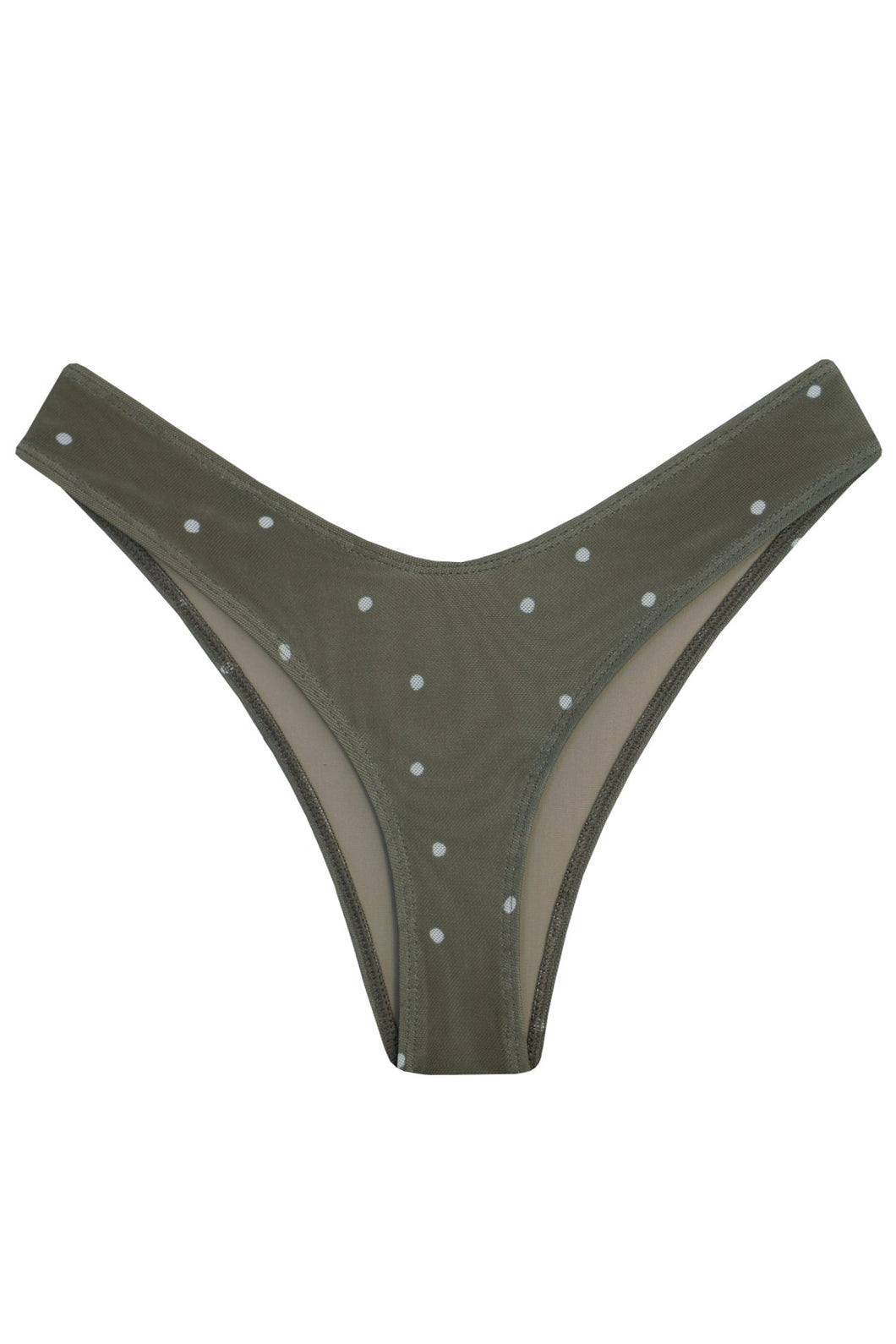 Hang Glider Bikini Bottom - Brownish Green Polka Dot Print