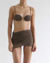 Load image into Gallery viewer, Ruched Mini Pareo Bottom - Brown Tulle