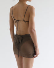Load image into Gallery viewer, Shell Pleated Bikini Top - Brown Tulle
