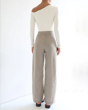 Load image into Gallery viewer, High Waist Straight Pants Bottom - Greige Linen