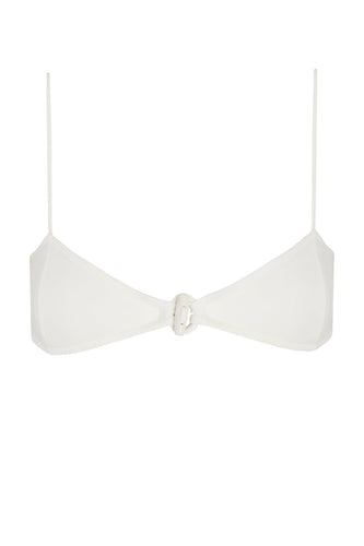 Rhombus-Shaped Slider Bikini Top - Off-White Crinkled