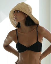 Load image into Gallery viewer, Rhombus-Shaped Slider Bikini Top - Black Crinkled