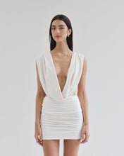 Load image into Gallery viewer, Straight Ruched Mini Skirt Bottom - Off-White Tulle