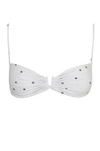 Load image into Gallery viewer, Ruched Slider Bikini Top - Off-White Polka Dot Print