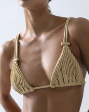 Load image into Gallery viewer, Ribbed Triangle Bikini Top - Walnut Crepe