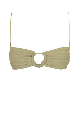 Ribbed Slide Straps Bikini Top - Citrus Green