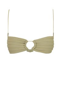 Ribbed Slide Straps Bikini Top - Citrus Green