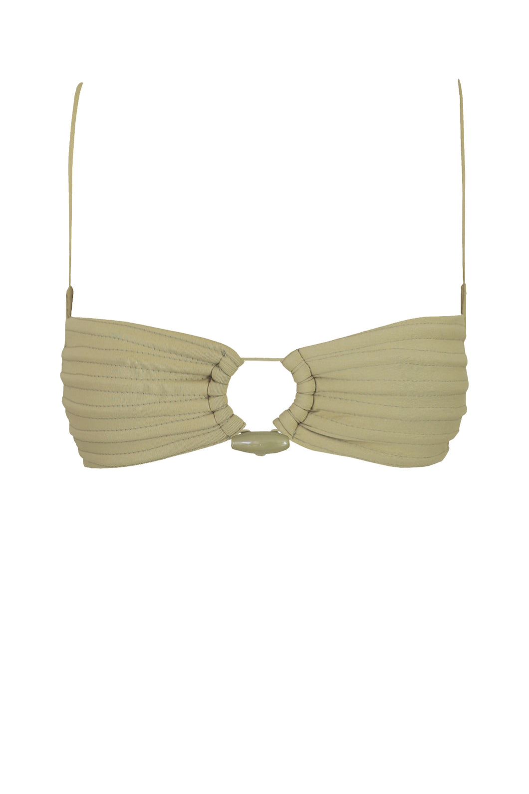 Ribbed Slide Straps Bikini Top - Citrus Green