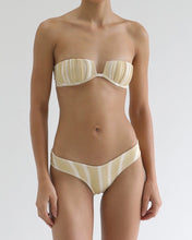 Load image into Gallery viewer, Pleated Bandeau Bikini Top - Banoffee Stripes Crepe