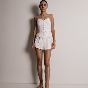 Strapless Vest Top - Off-White Linen