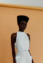 Load image into Gallery viewer, Cut Out Crop Blouse Top - Off-White Linen